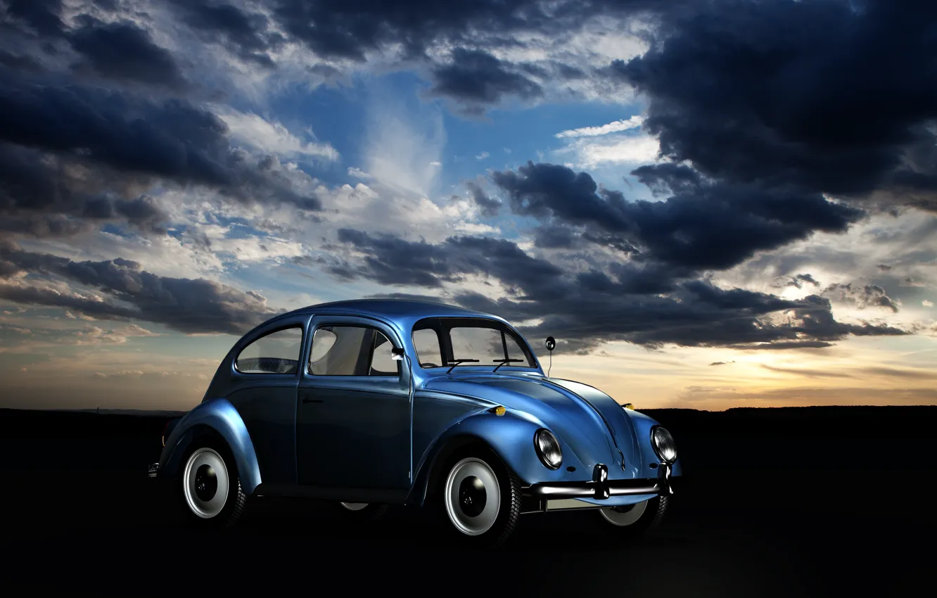 Фото обои car, sky, retro, wheel