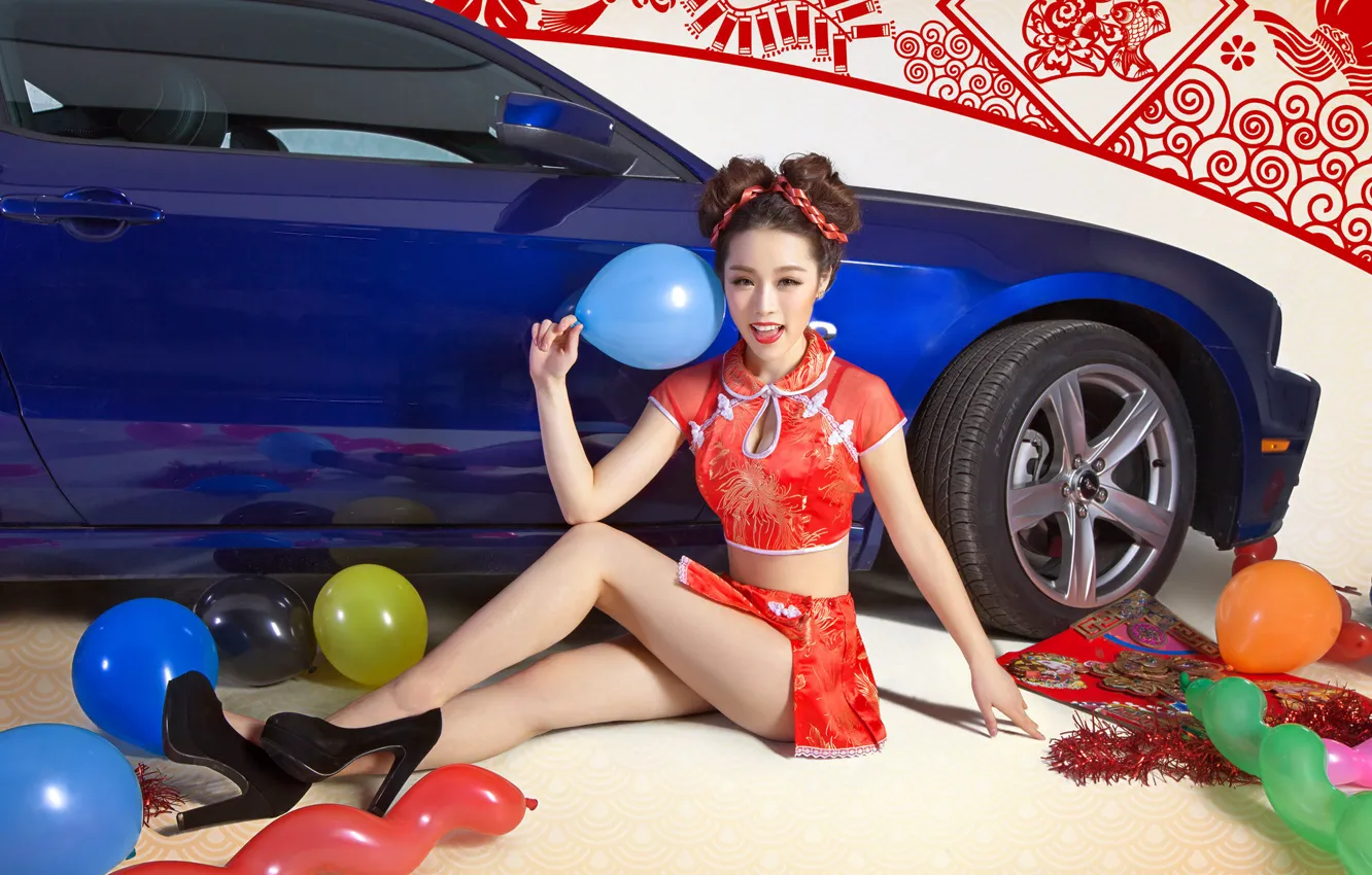 Фото обои машина, авто, девушка, China, Китай, азиатка, asian model