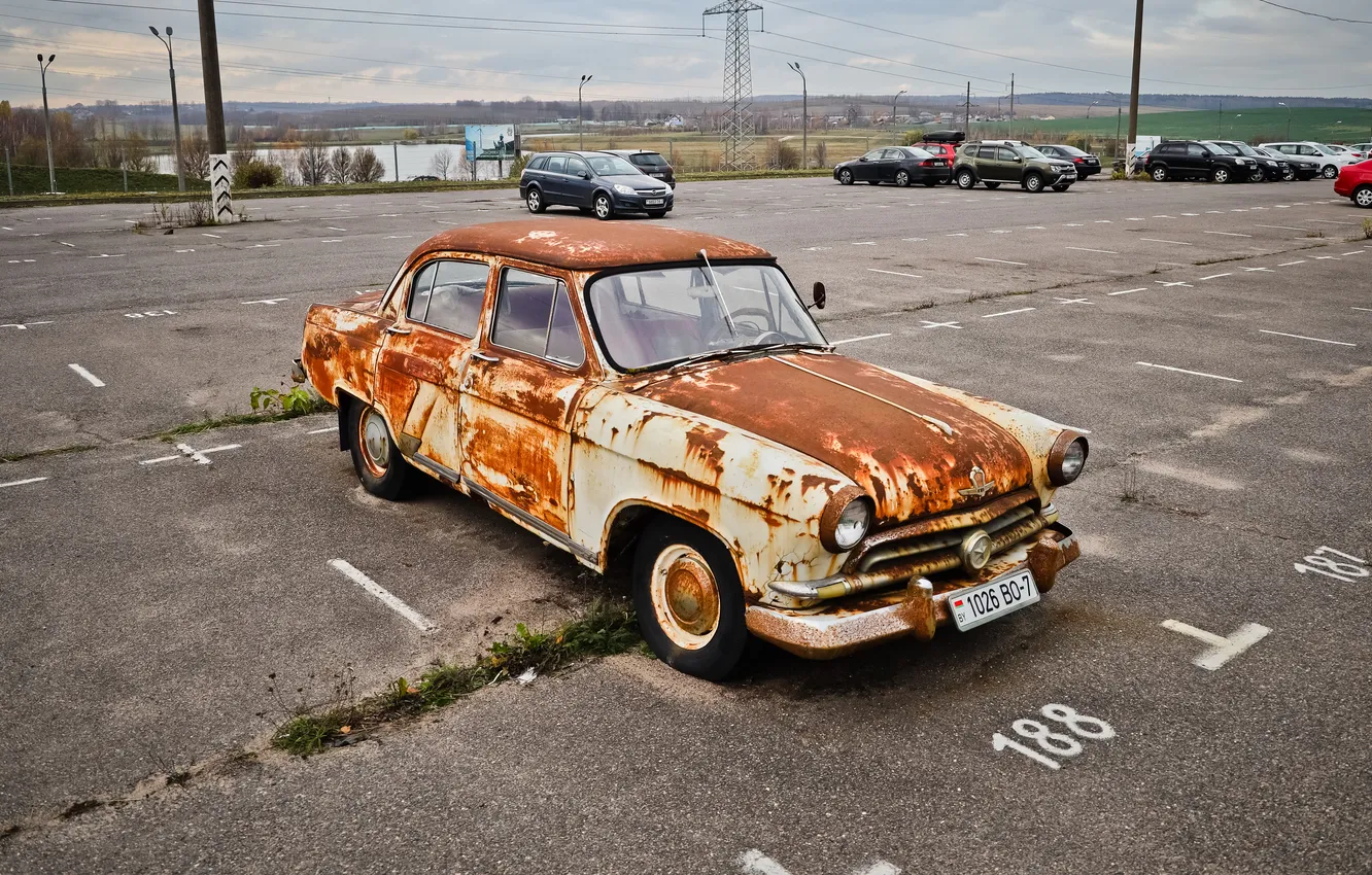 Фото обои USSR, Volga, rusty car, GAZ21