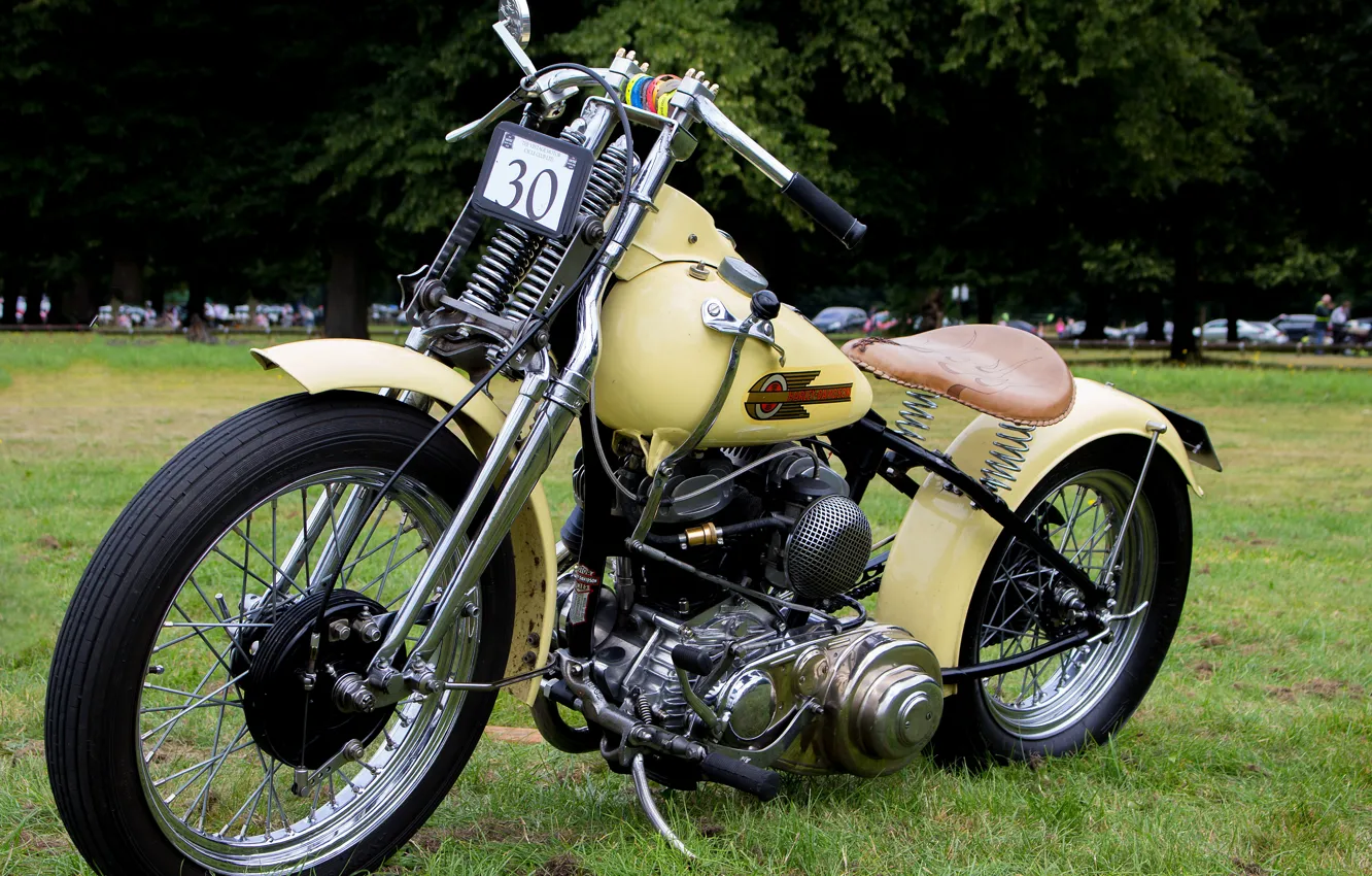 Фото обои ретро, мотоцикл, Harley Davidson