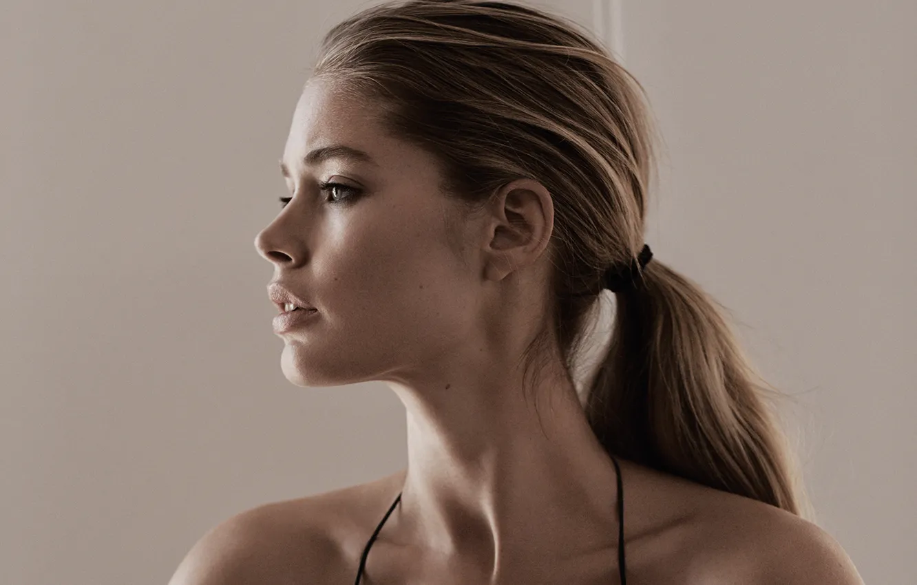 Фото обои лицо, модель, Doutzen Kroes, профиль, крупным планом, Victorias Secret Angel