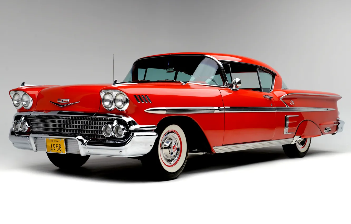 Фото обои Chevrolet, Капот, Фары, Classic, Bel Air, Impala, Classic car, 1958