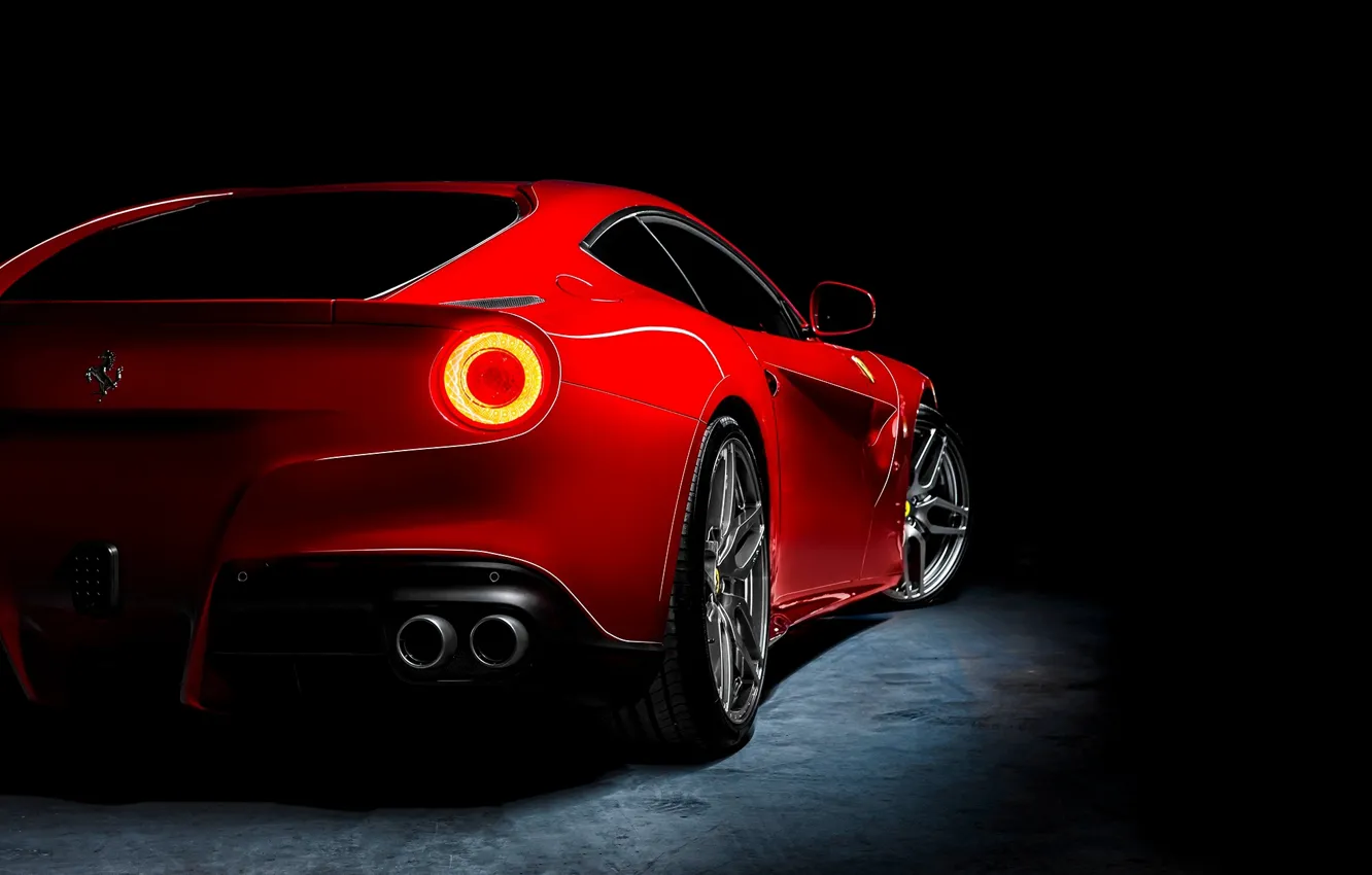 Фото обои красный, Ferrari, red, феррари, rear, Berlinetta, F12, Kahn Design