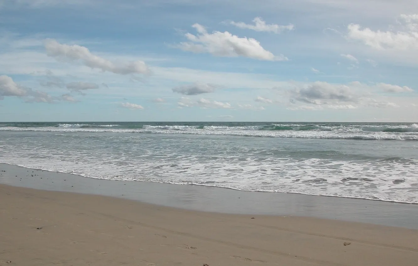 Фото обои песок, море, волны, пляж