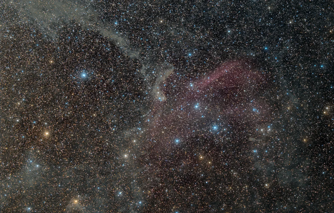 Фото обои туманность, является, видна, в созвездии, эмиссионная, Ш2 -126, Ящера