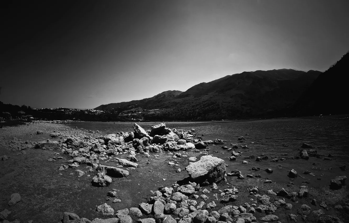 Фото обои озеро, камни, гора, Греция, dobraatebe, Крит