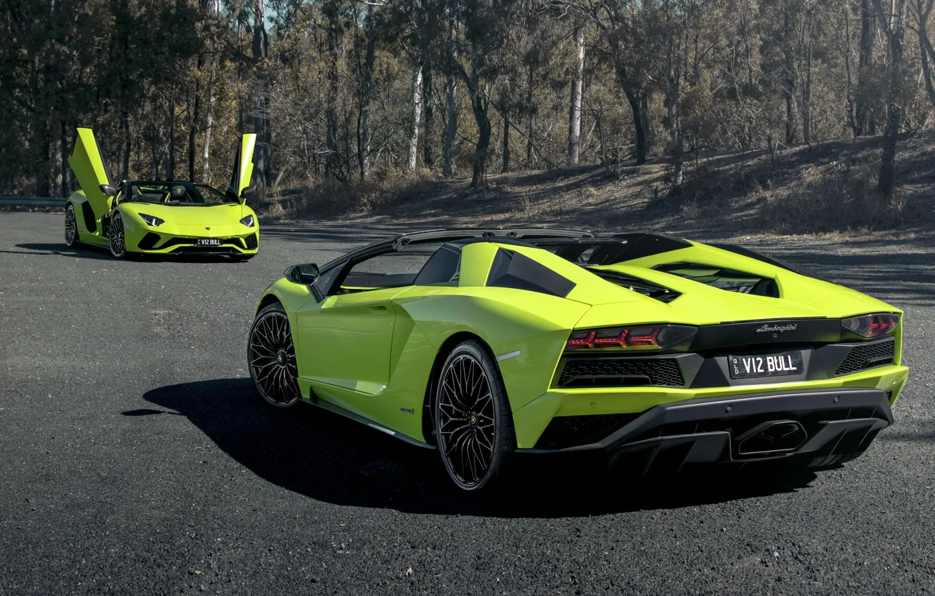 Фото обои Roadster, Lamborghini, пара, суперкар, Aventador S, 2019