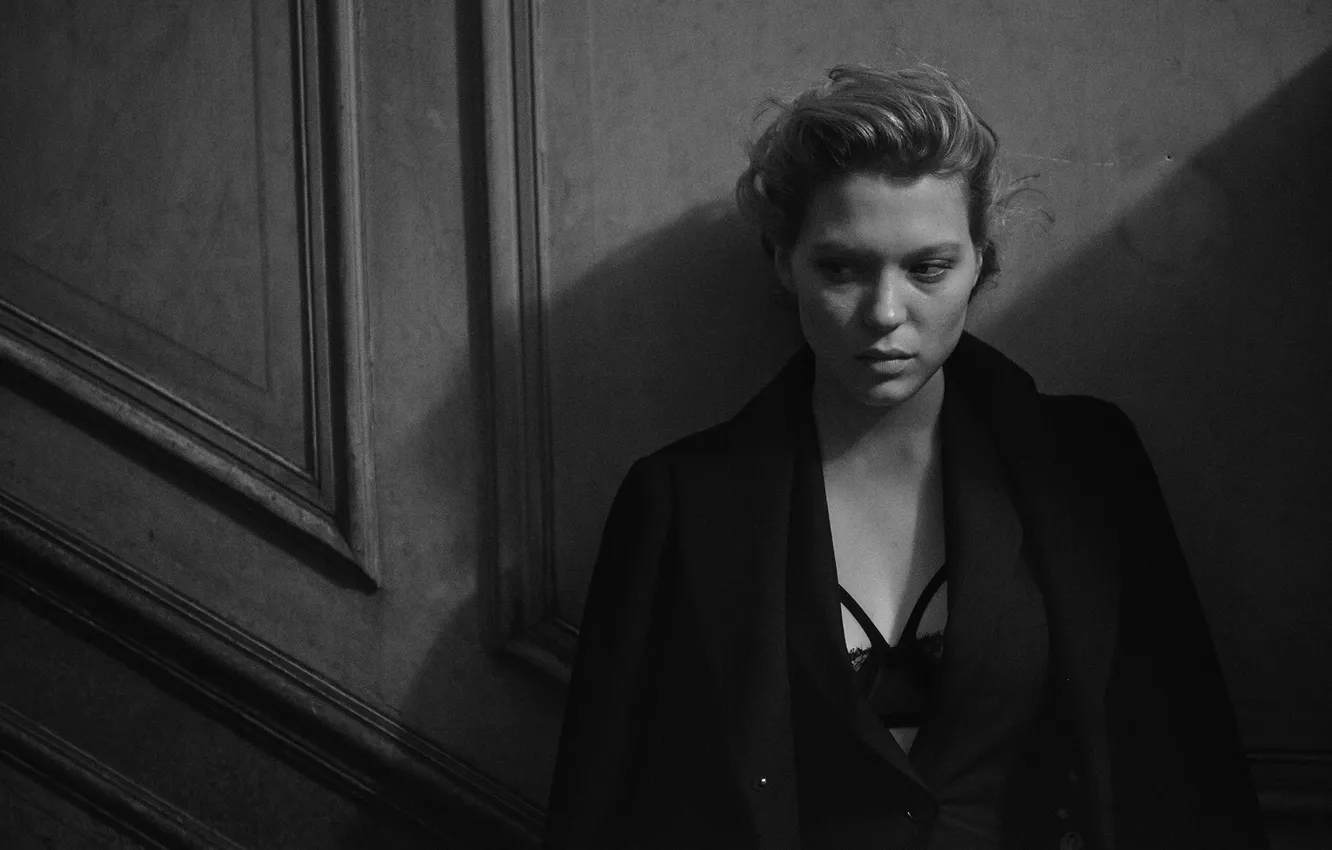 Фото обои Lea Seydoux, Леа Сейду, Black White, Peter Lindbergh