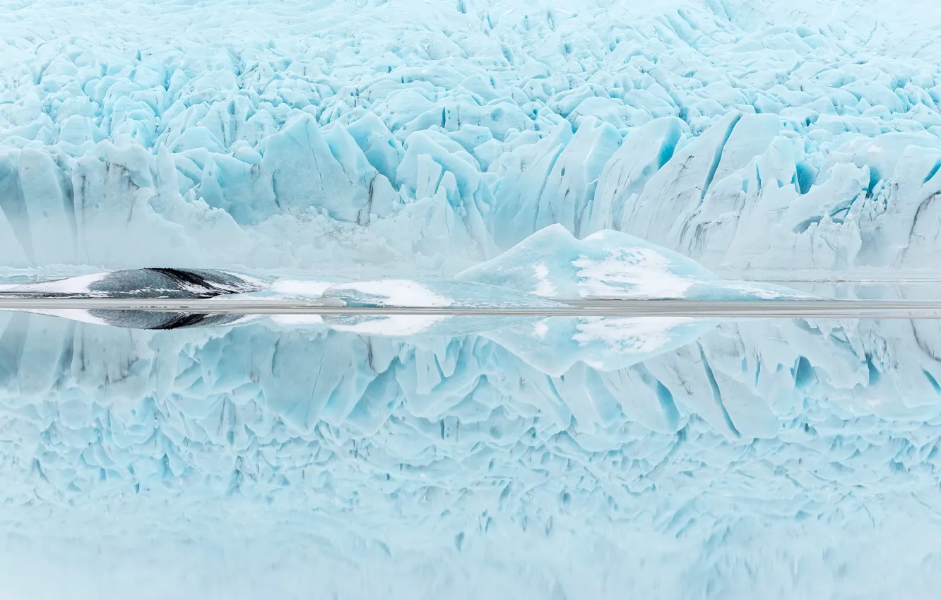 Фото обои лед, зима, снег, отражение, ледник, айсберг, льдины, водоем