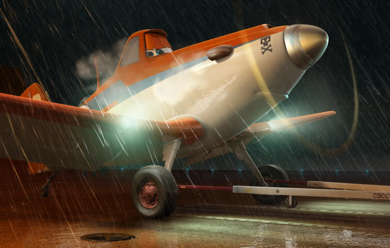 Фото обои дождь, мультфильм, крылья, приключения, Cars, rally, wings, взлётная полоса