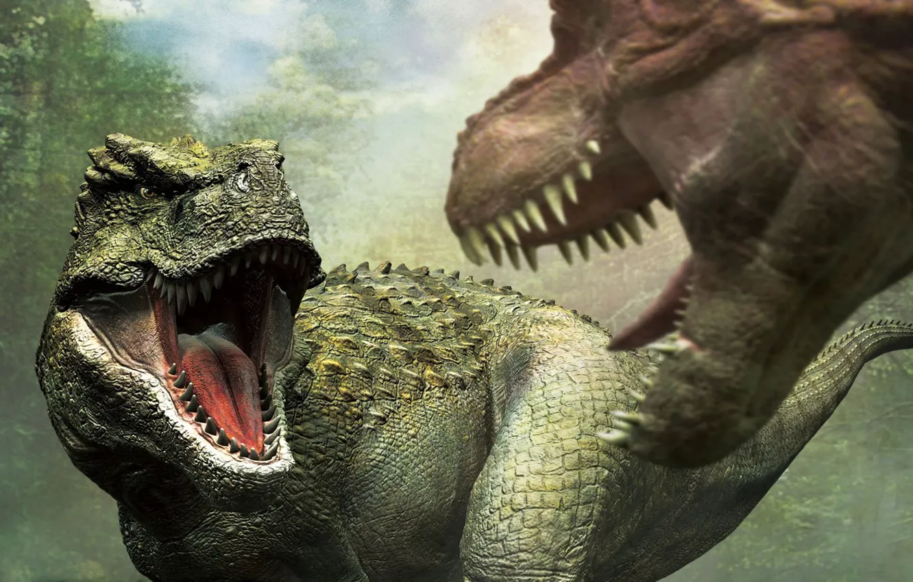 Фото обои хищники, зубы, пасть, динозавры, схватка