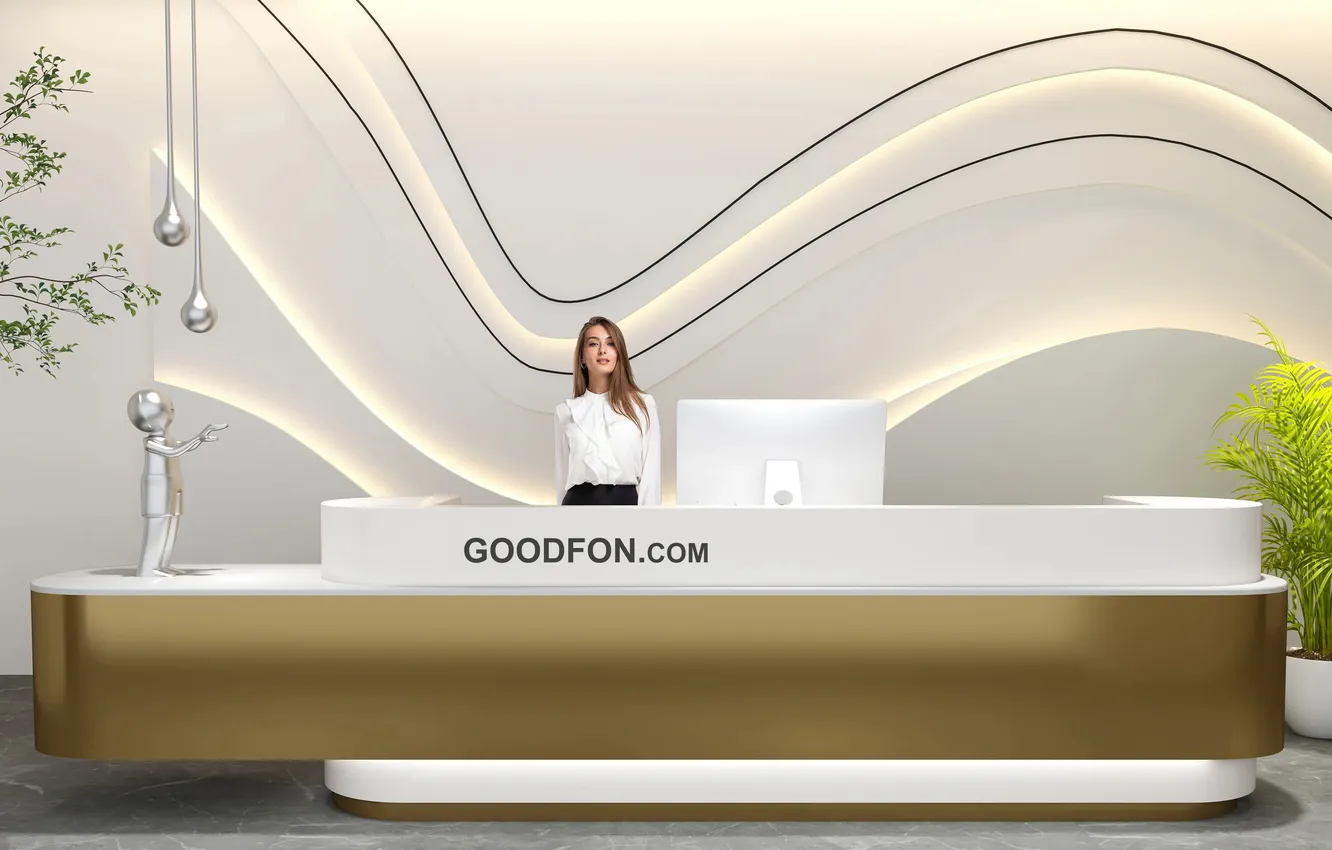 Фото обои woman, reception, reception desk