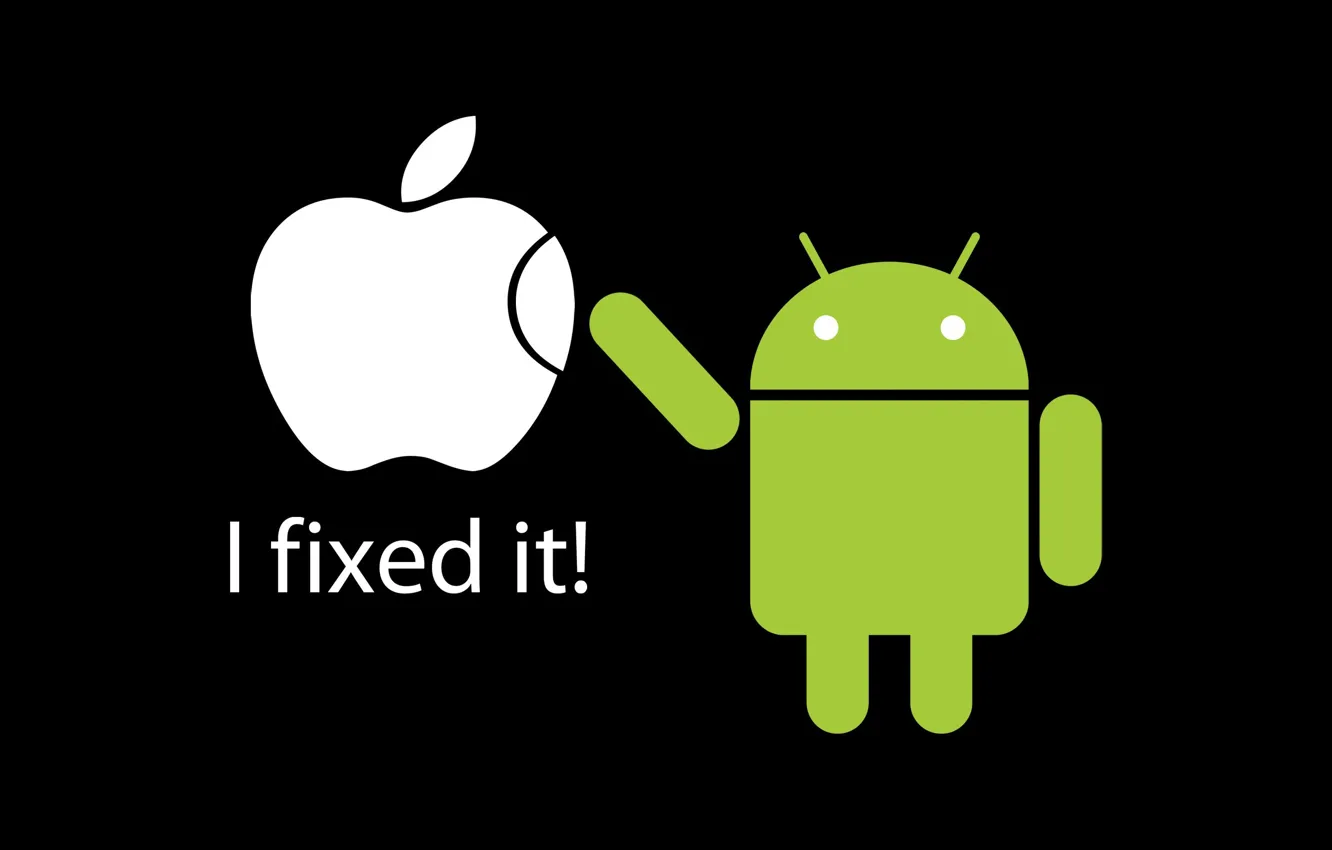 Фото обои apple, яблоко, андроид, android, fixed it, починил
