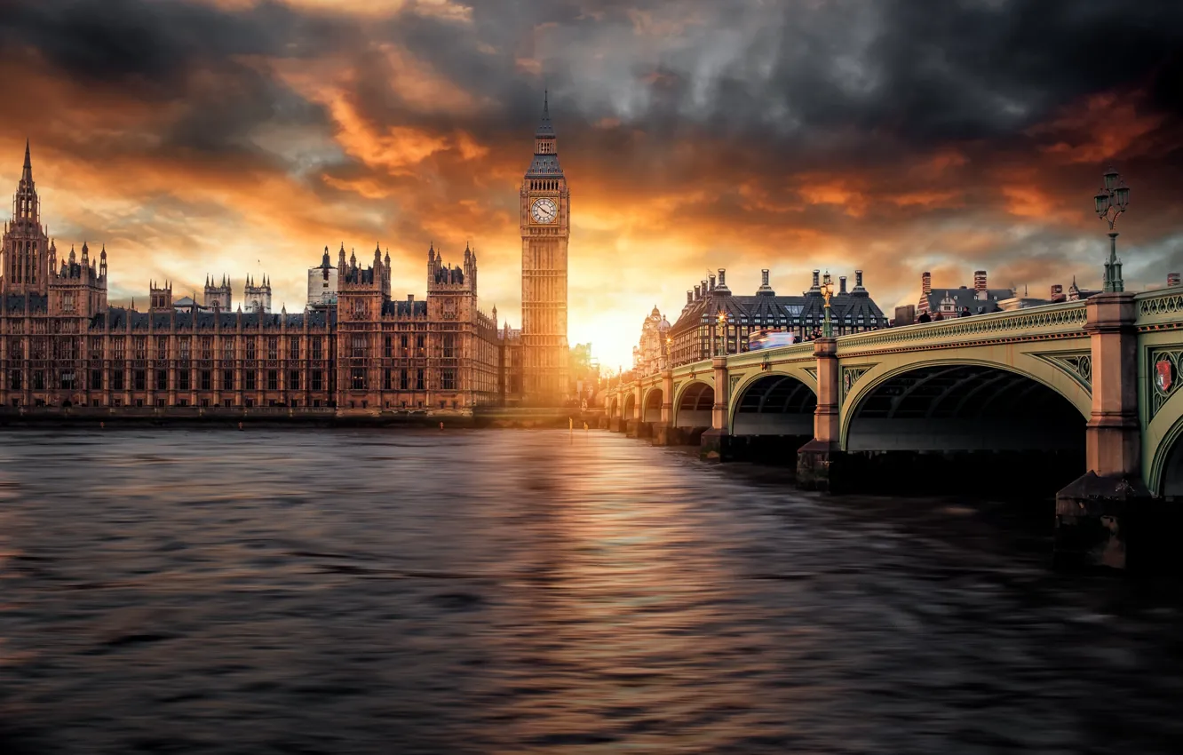 Фото обои небо, облака, закат, Лондон, Биг-Бен, photographer, парламент, Guerel Sahin