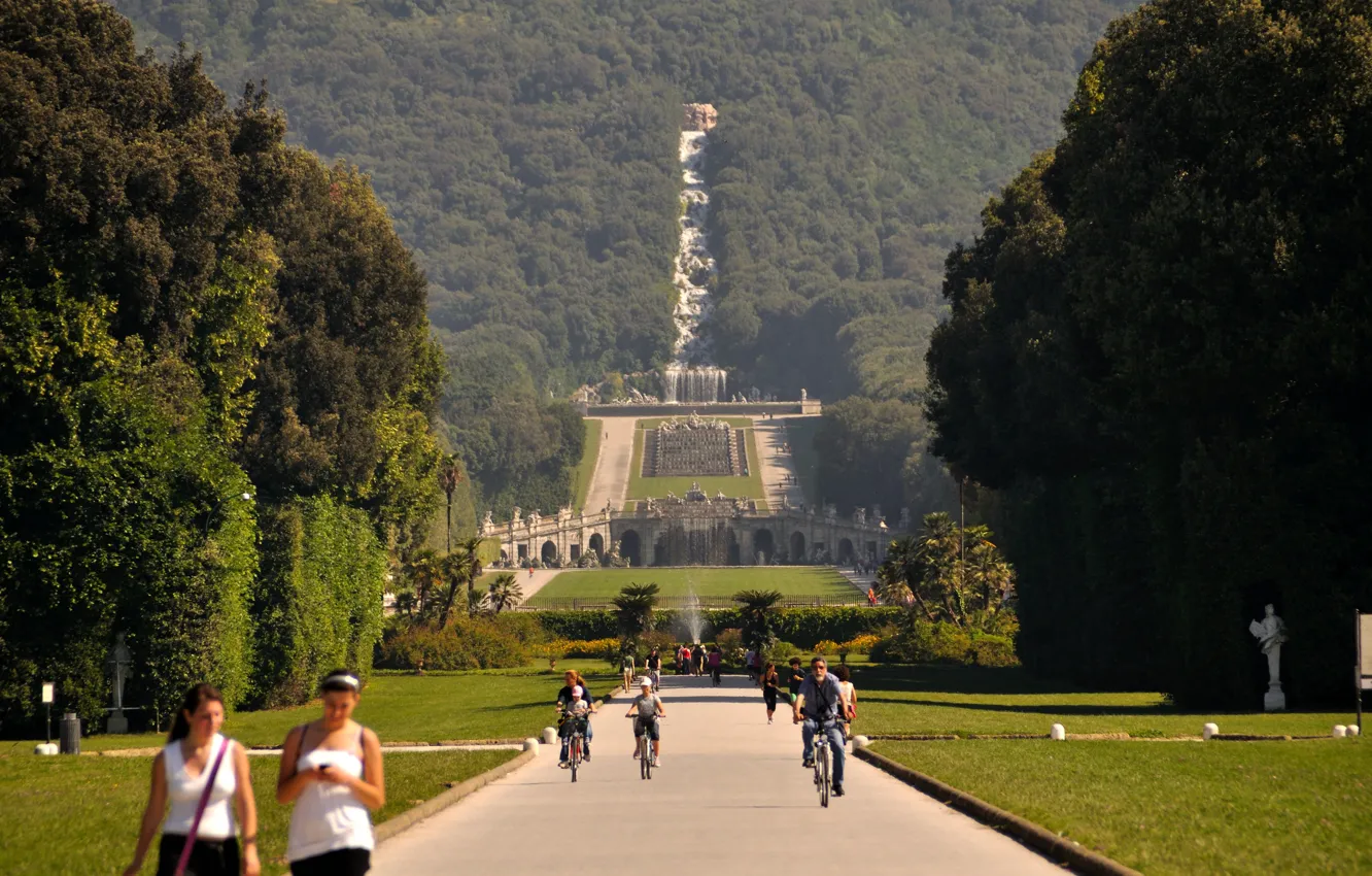 Фото обои парк, Италия, каскад, фонтаны, Королевский Дворец, Казерта