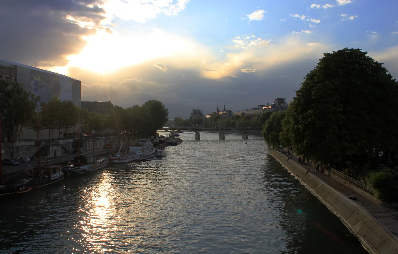 Фото обои river, paris, france, sena