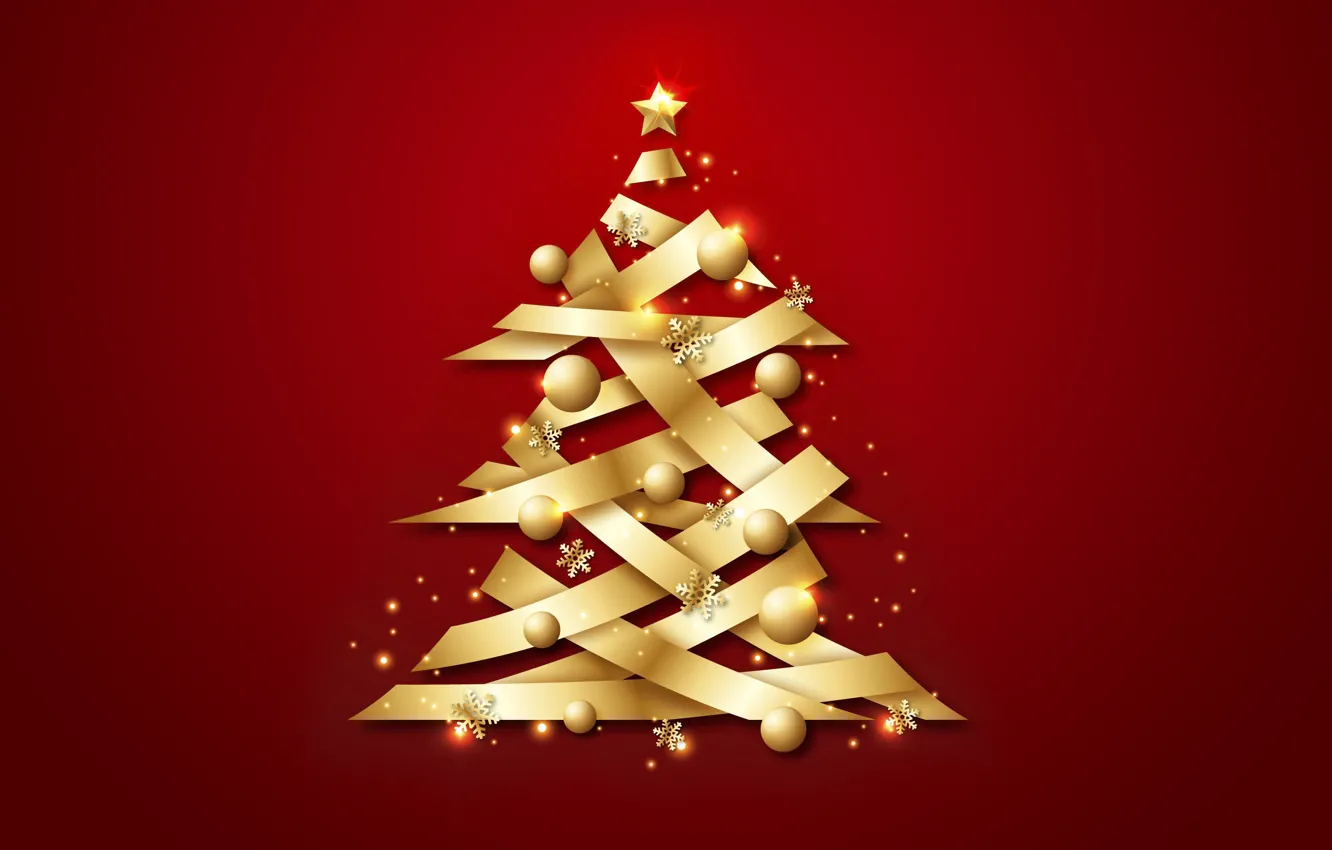 Фото обои украшения, золото, елка, Рождество, Новый год, red, golden, christmas