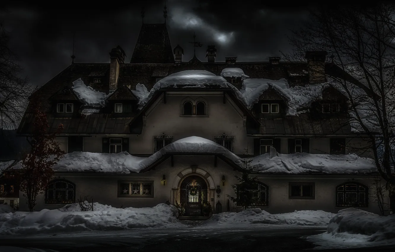 Фото обои зима, снег, дом, праздник, Австрия, Новый Год, Рождество, архитектура