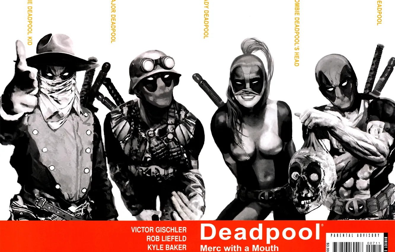 Фото обои Deadpool, Marvel, Дэдпул, комикс, comics, Wade Wilson, Марвел, Lady Deadpool