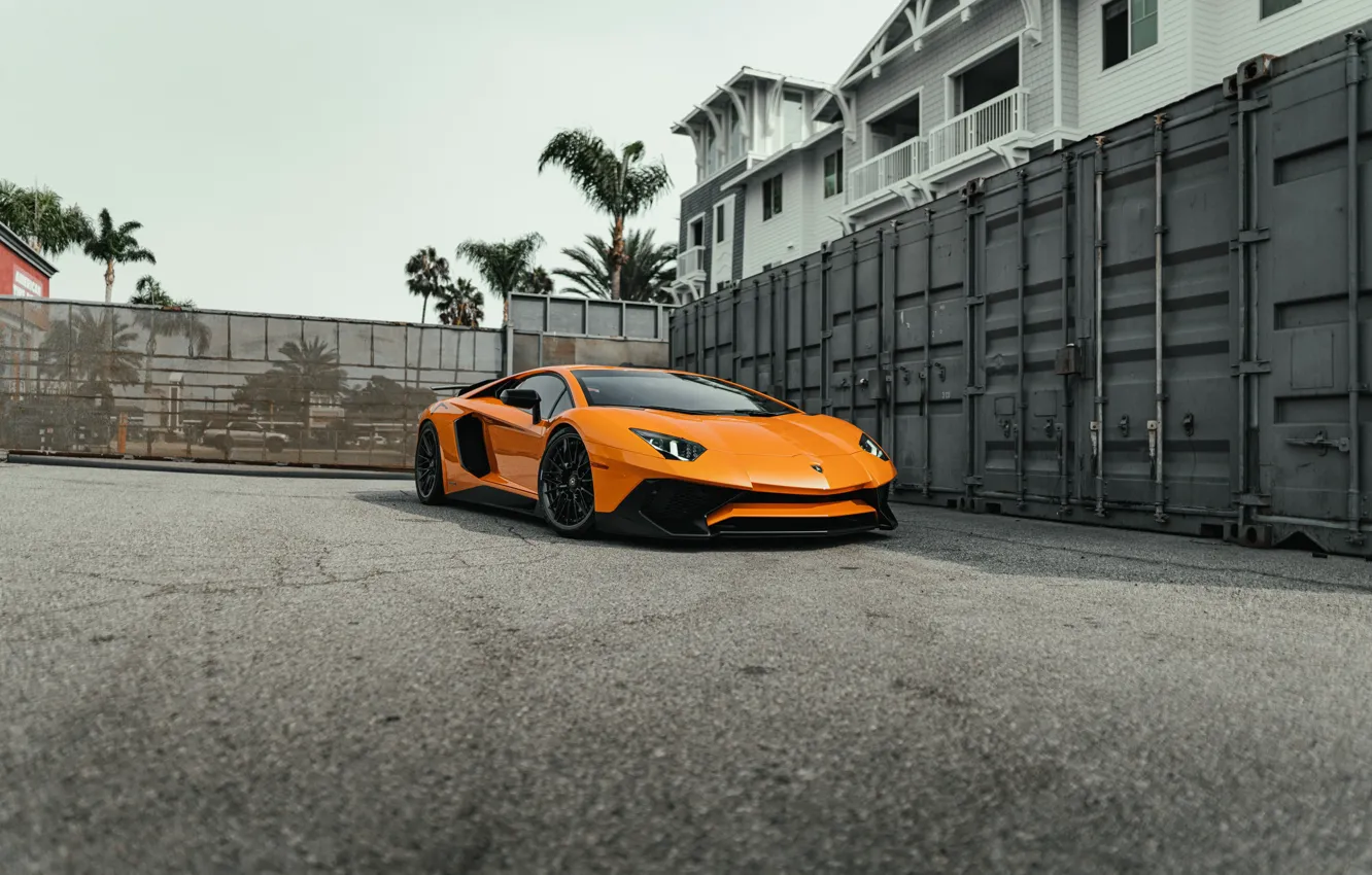 Фото обои lamborghini, orange, aventador, lp700-4