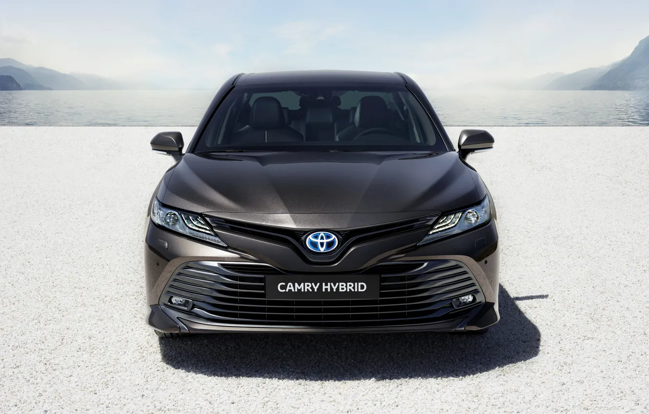 Фото обои Toyota, седан, вид спереди, Hybrid, Camry, 2019