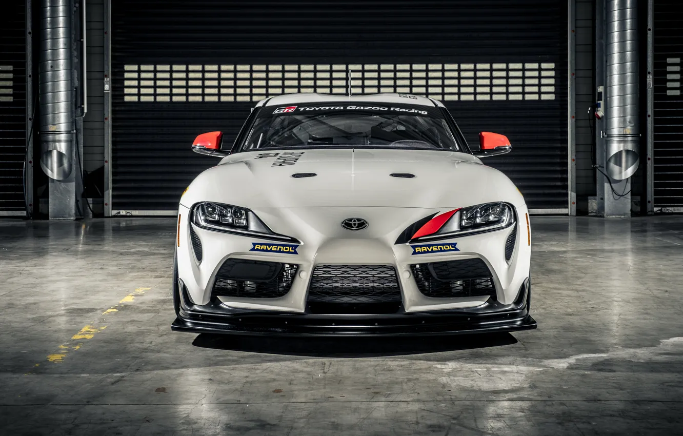 Фото обои купе, Toyota, вид спереди, Supra, 2020, диффузор, Gazoo Racing, GR Supra GT4