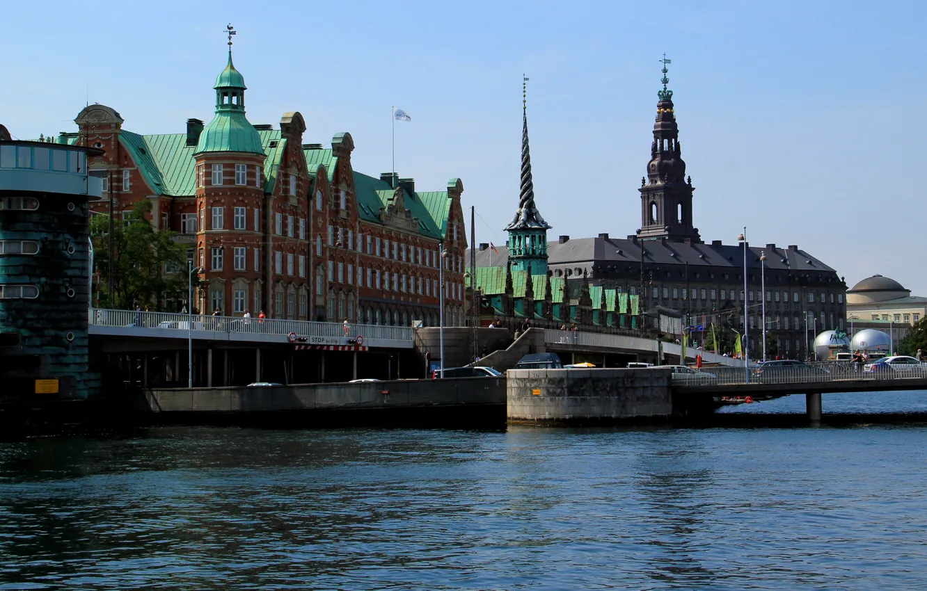 Фото обои мост, здание, Дания, bridge, дворец, water, парламент, Denmark