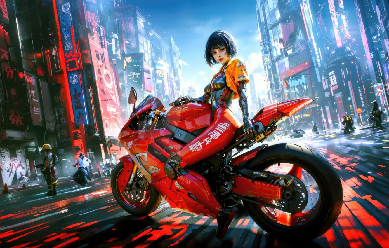 Фото обои fantastic, rider, cyber