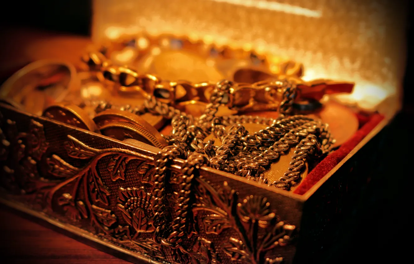 Фото обои золото, деньги, кольцо, gold, цепи, сокровище, богатство, money