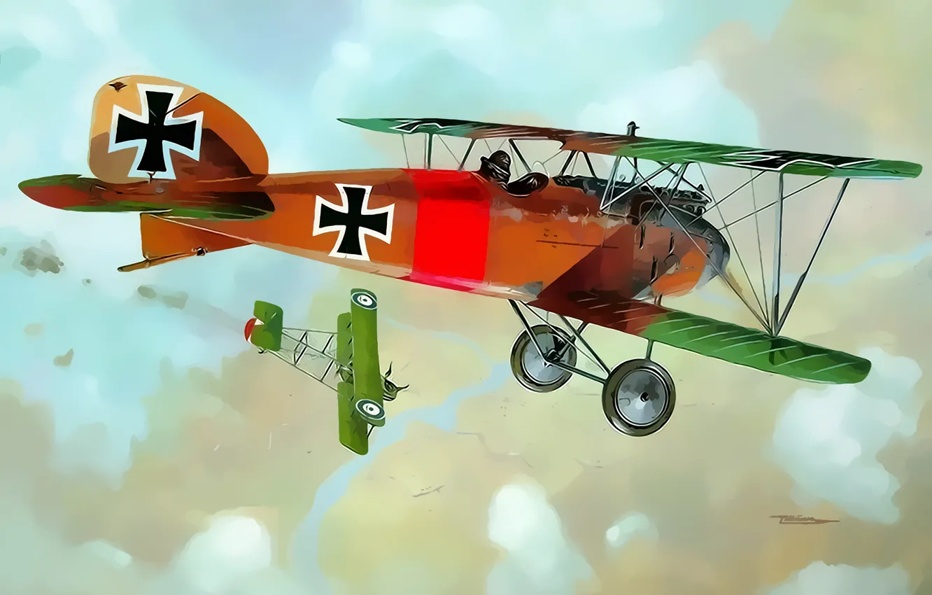 Фото обои aircraft, war, airplane, aviation, dogfight, albatros ww1