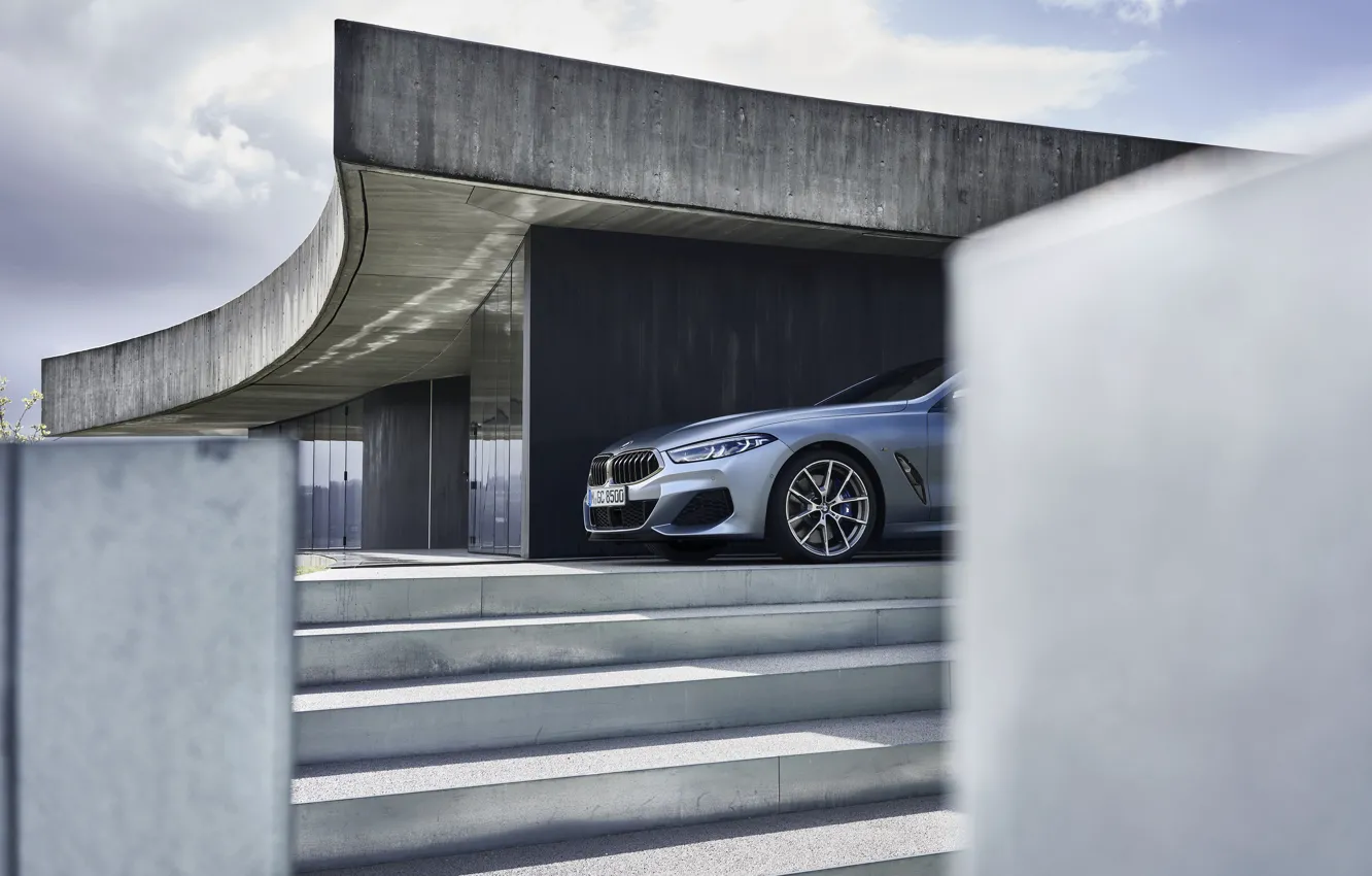 Фото обои купе, BMW, лестница, ступени, Gran Coupe, 8-Series, 2019, четырёхдверное купе
