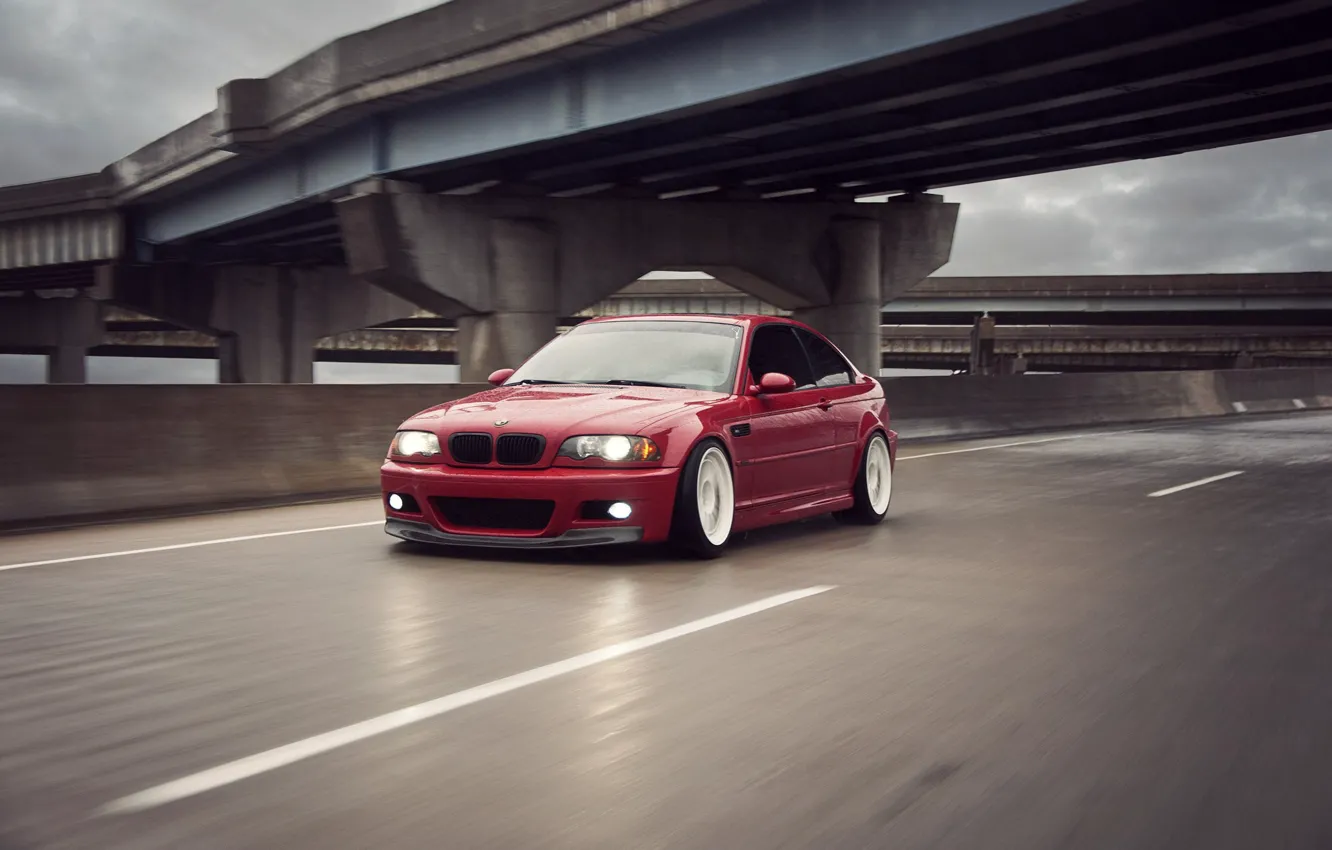 Фото обои BMW, красная, Coupe, E46