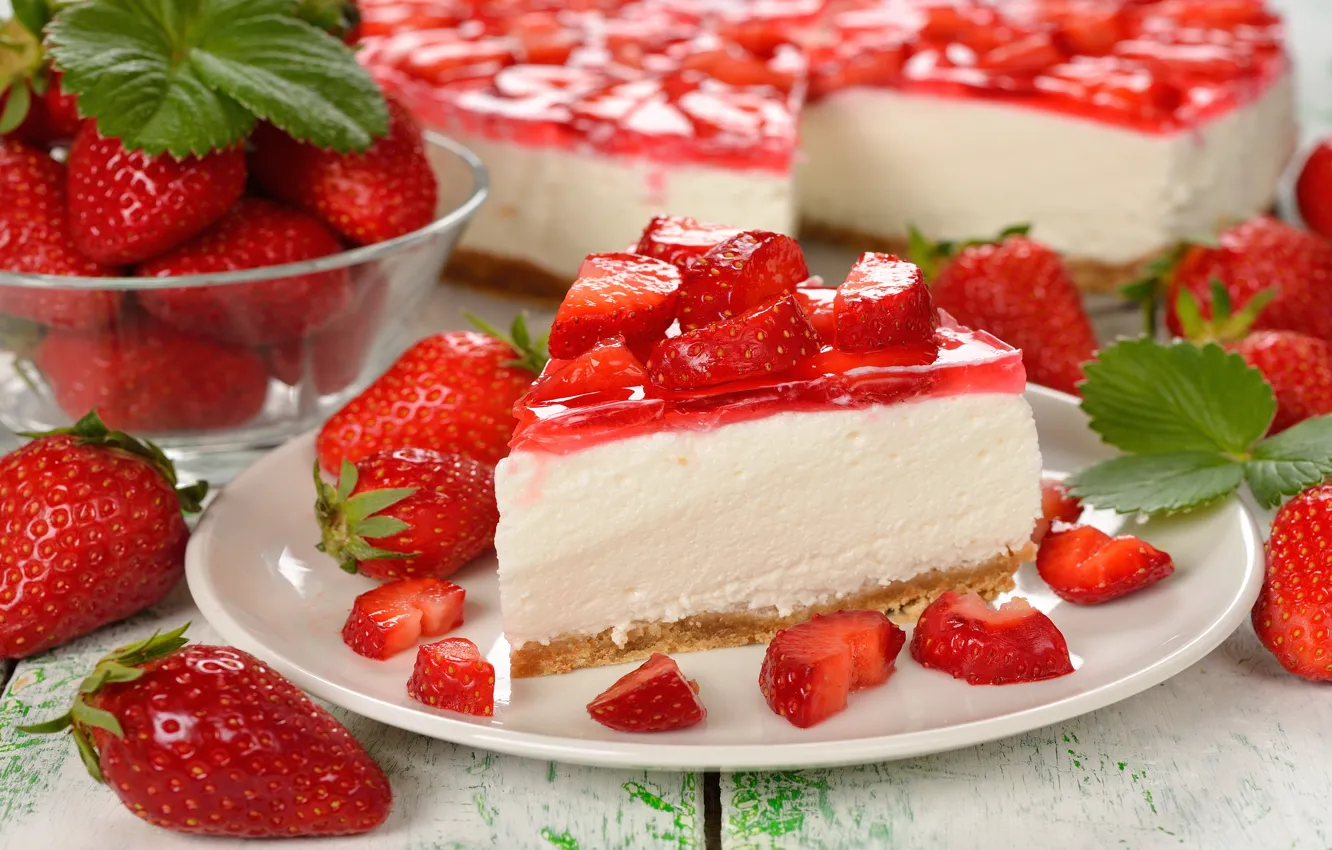 Фото обои ягоды, клубника, торт, пирожное, cake, десерт, выпечка, сладкое