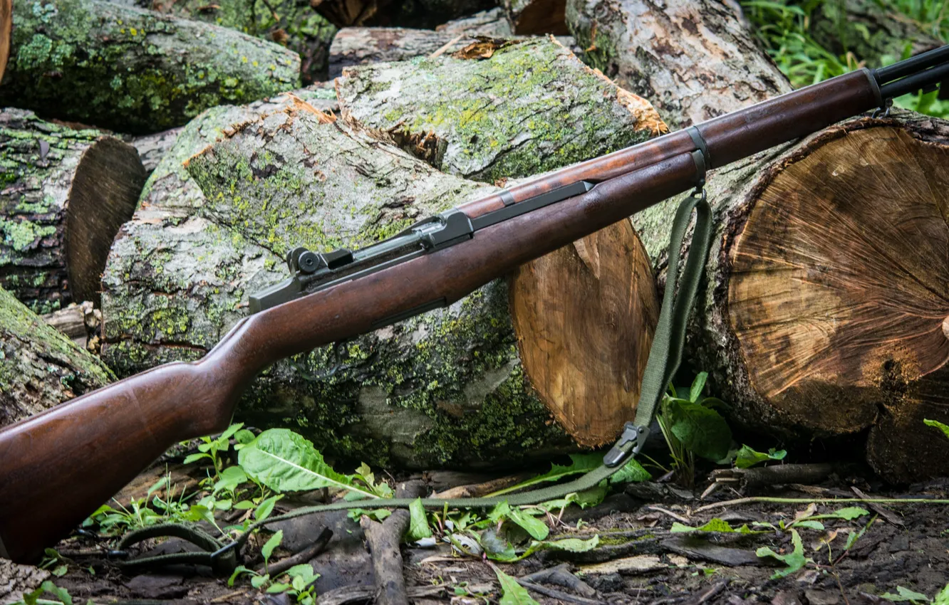 Фото обои оружие, винтовка, пеньки, самозарядная, M1 Garand