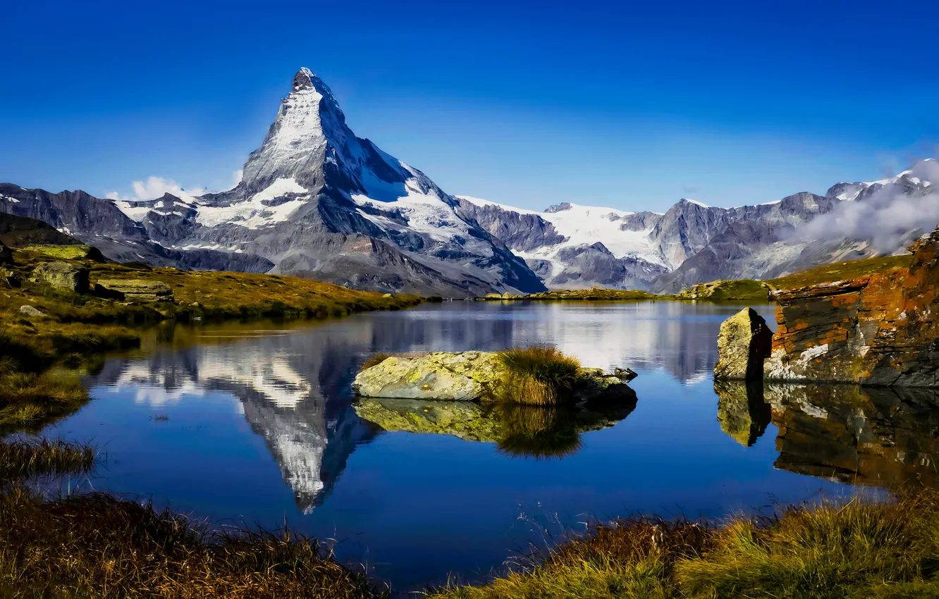 Фото обои озеро, гора, Matterhorn