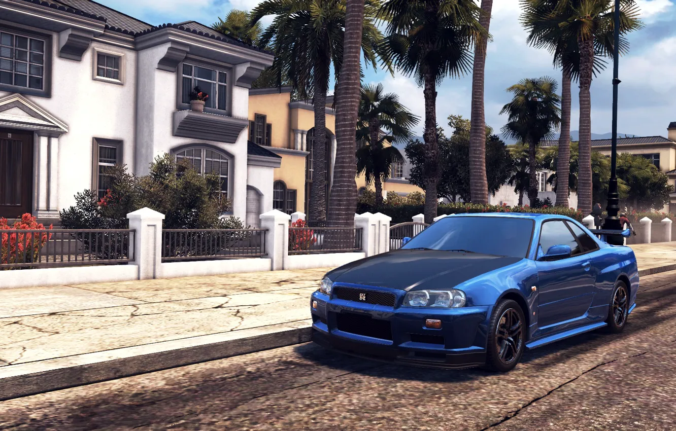 Фото обои city, GTR, Nissan, game, skyline, Los Angeles, R34, beta