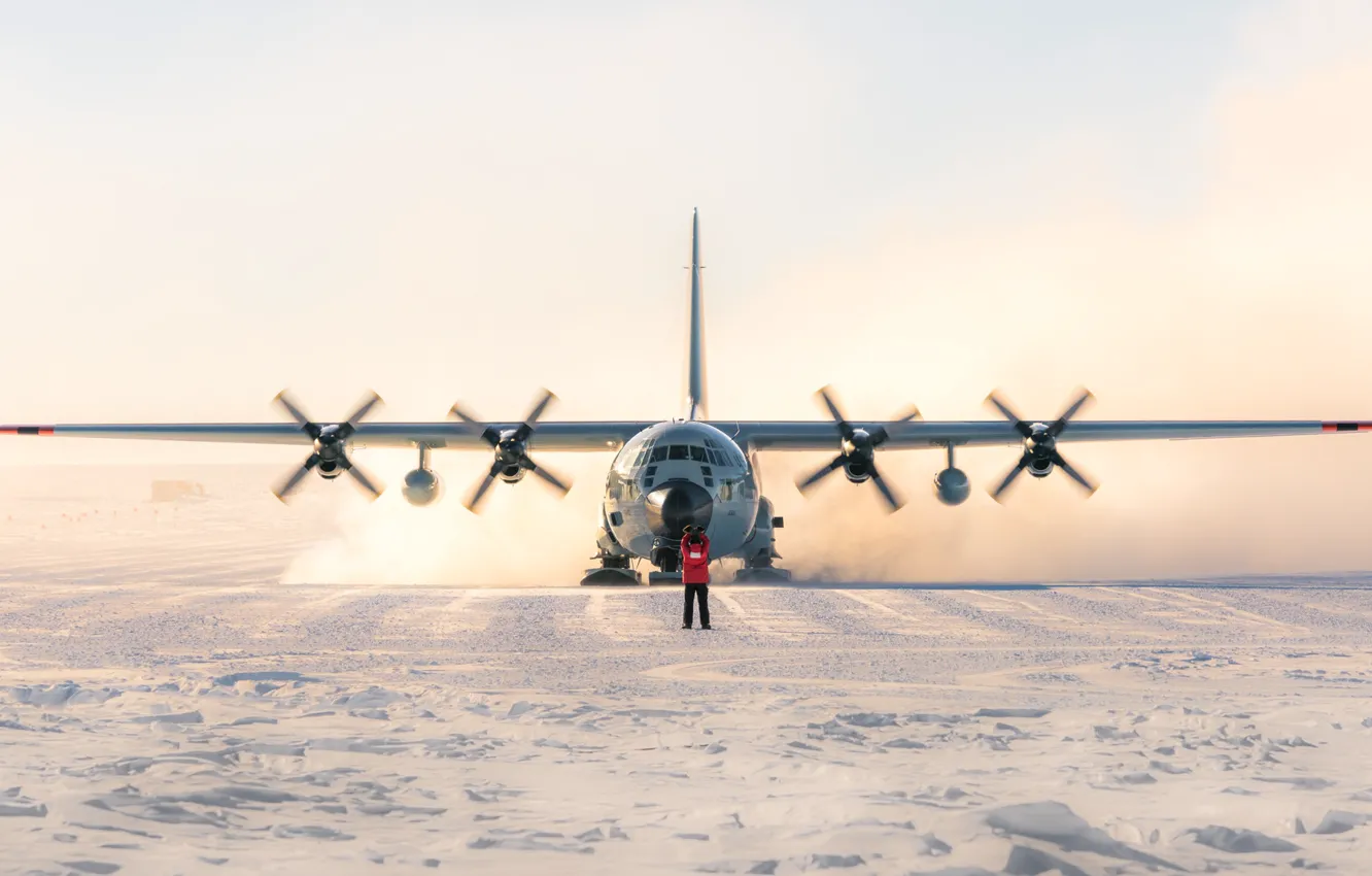 Фото обои south pole, antarctica, LC130 Hercules