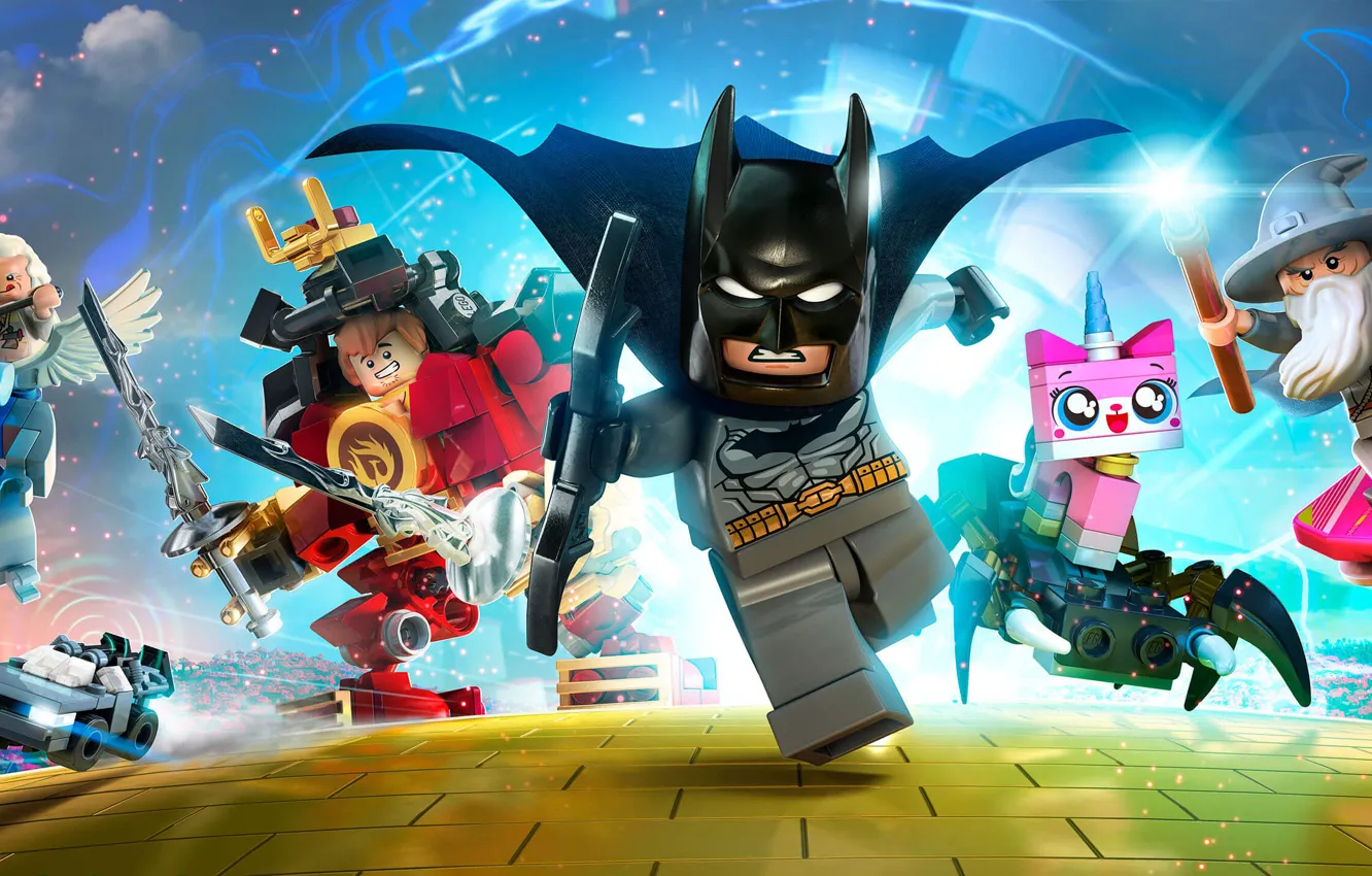 Фото обои Бэтмен, Гендальф, персонажи, Game, 2015, LEGO Dimensions