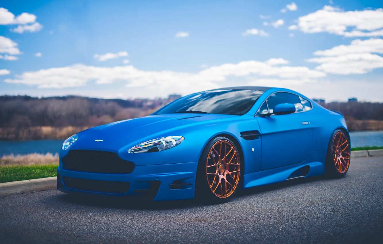 Фото обои Vantage, Aston, Martin, Car, Blue, Front, V12, Sport