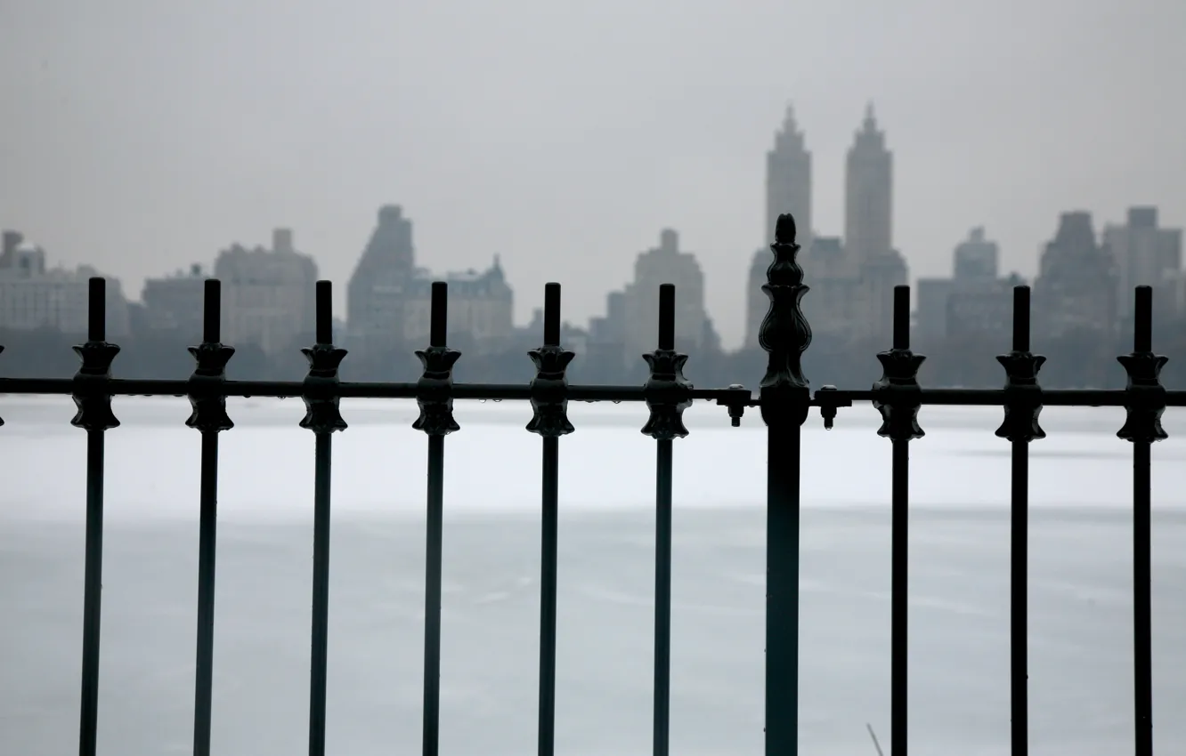 Фото обои ice, USA, skyline, Manhattan, NYC, Snow, New York City, winter
