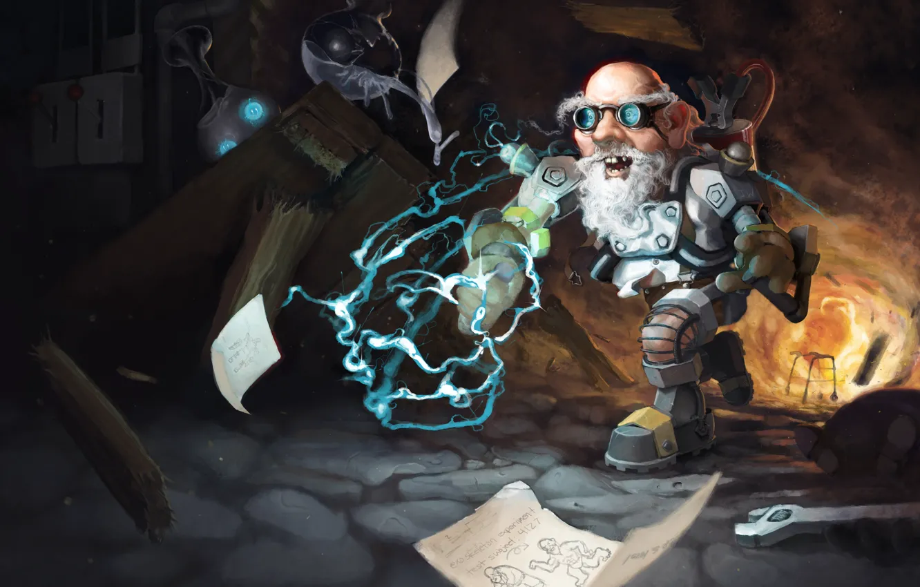 Фото обои арт, электричество, WoW, World of Warcraft, гном, Hearthstone, Jian-wen, Goblins vs. Gnomes