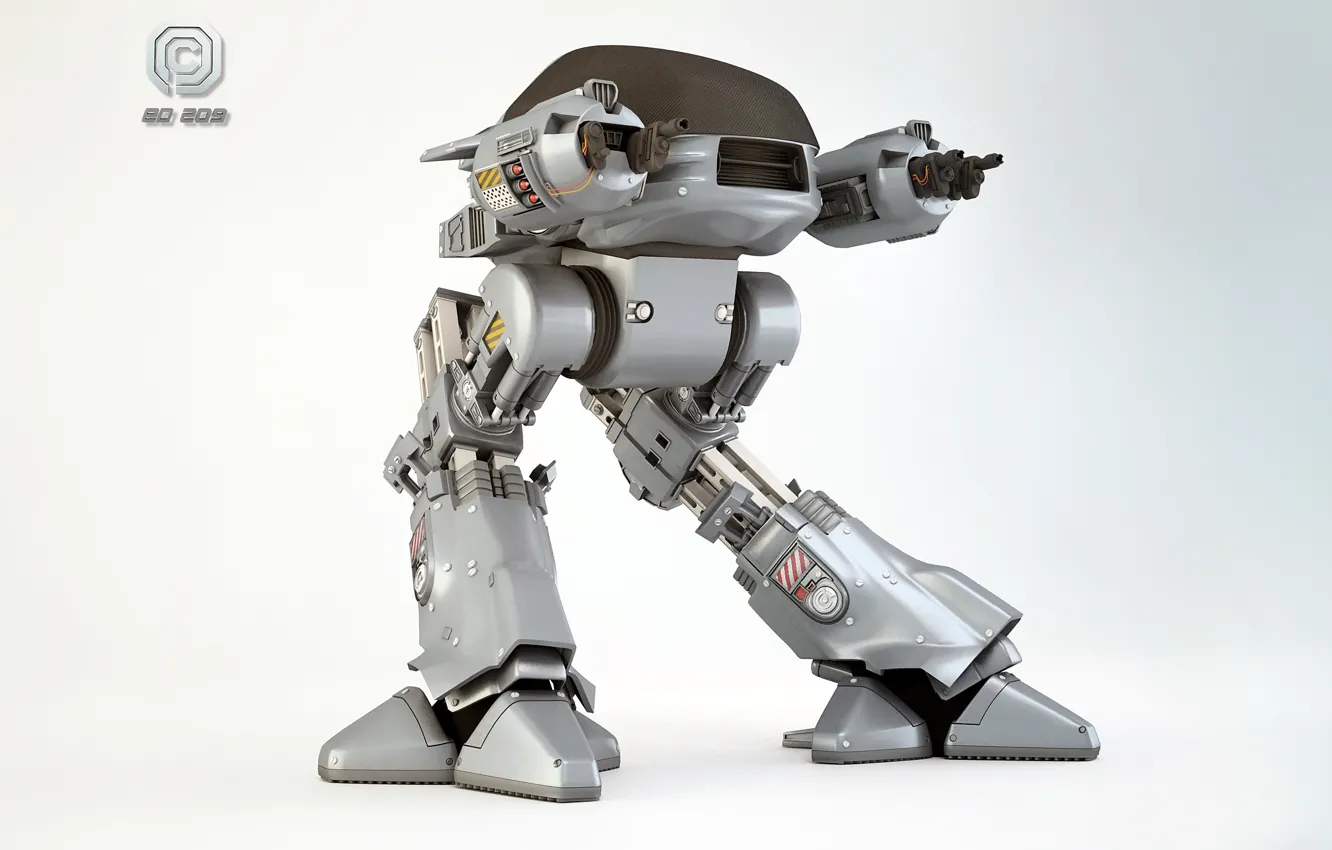 Фото обои рендеринг, оружие, фантастика, фильм, робот, RoboCop, 3DPORTFOLIO, OCP
