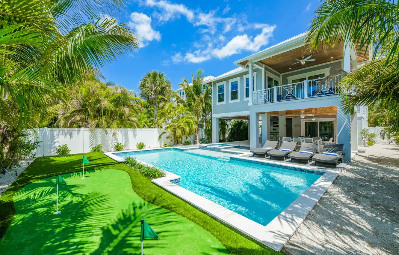 Фото обои вилла, бассейн, Флорида, архитектура, фасад, терраса, villa Anna-Maria