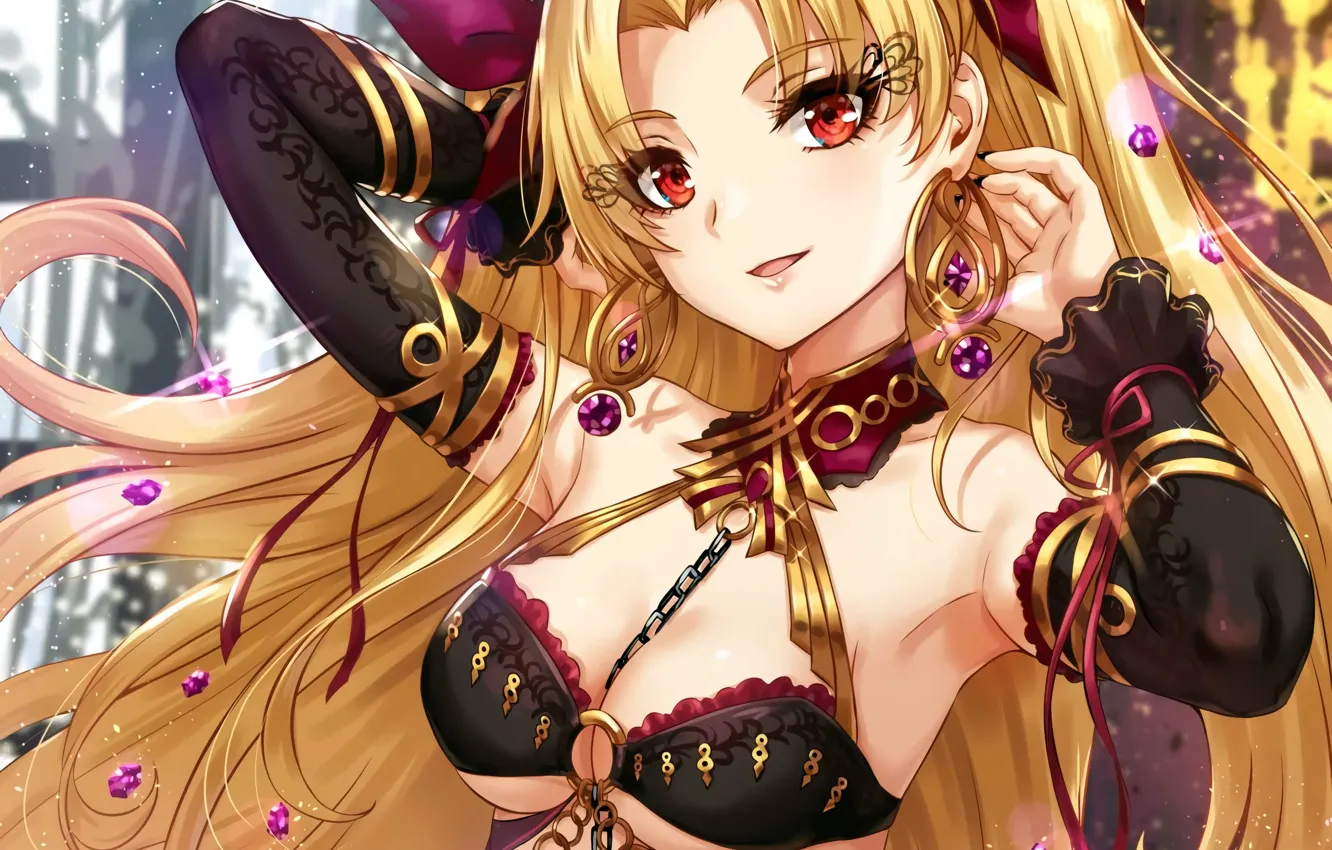 Фото обои girl, sexy, cleavage, blouse, long hair, boobs, anime, beautiful