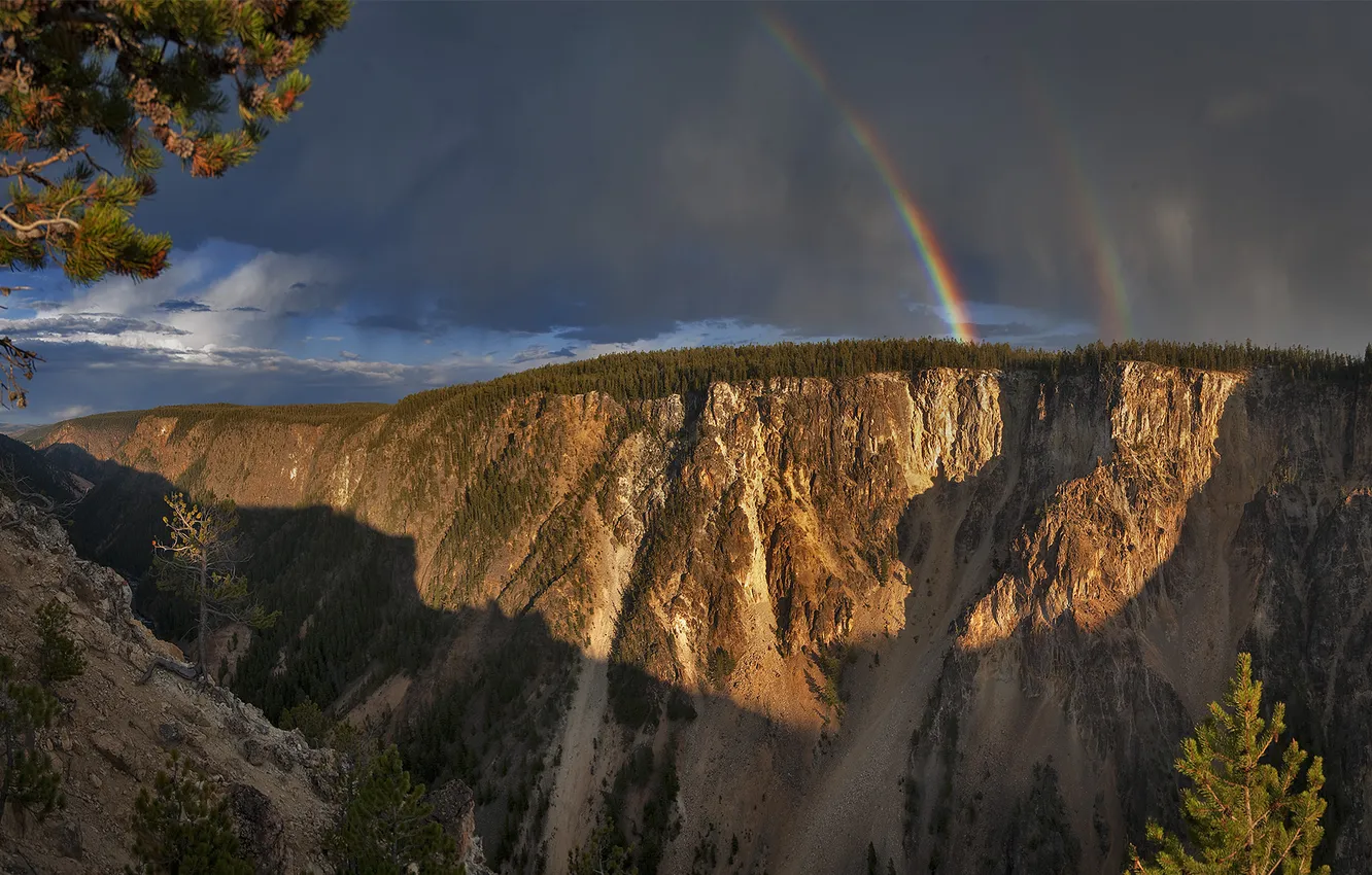 Фото обои скалы, радуга, каньон