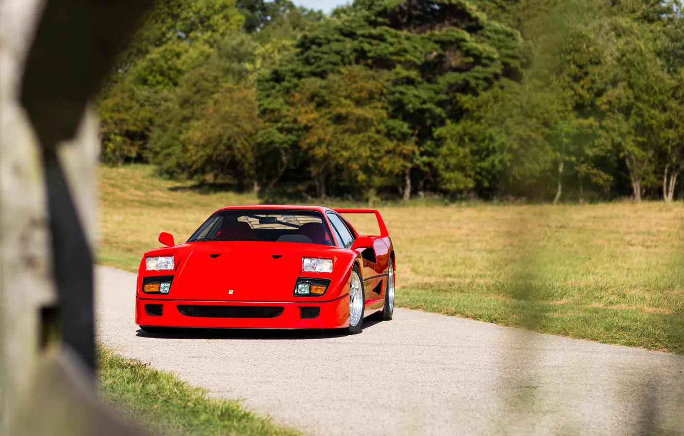 Фото обои Red, F40, Hidden headlight