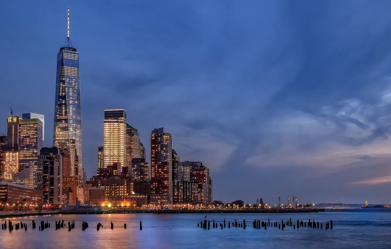 Фото обои USA, New York, Manhattan, NYC, New York City, architecture, Hudson River, Battery Park City