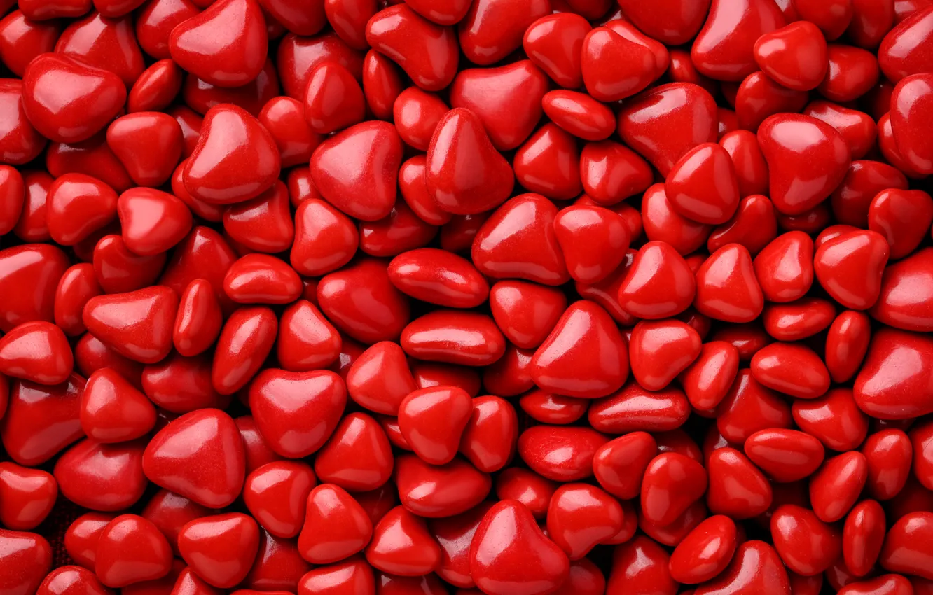 Фото обои конфеты, сердечки, red, heart, background, romantic