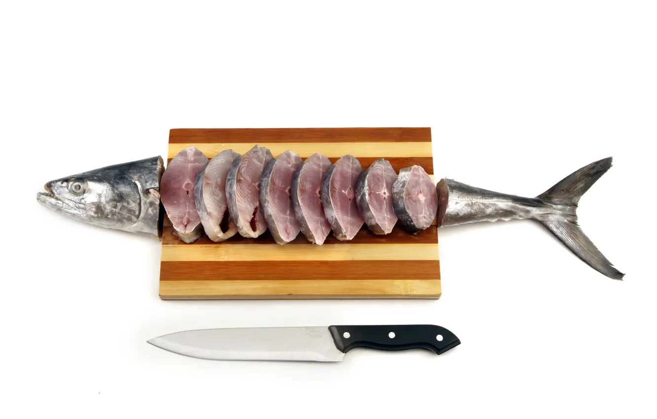 Фото обои еда, рыба, нож