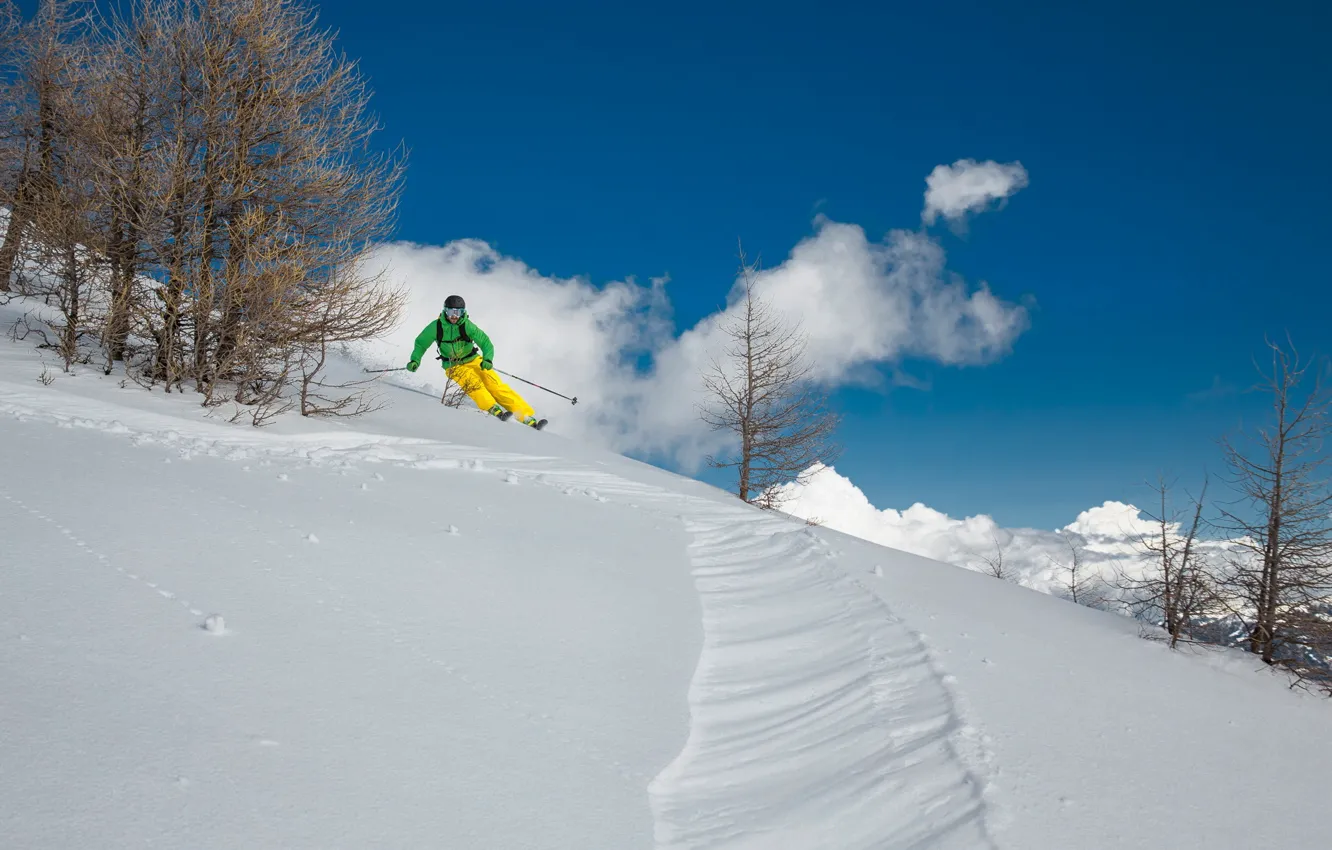 Фото обои снег, горы, спорт